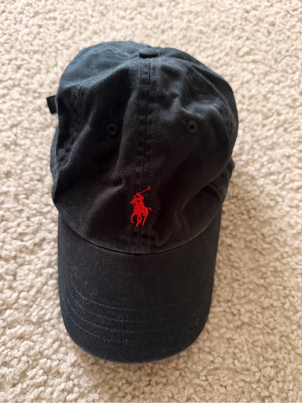 Ralph Lauren Black Cap with Red Pony Embroidery